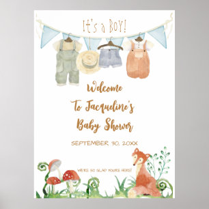 WELKOM Cottcore Fox Mushrooms Baby shower Poster