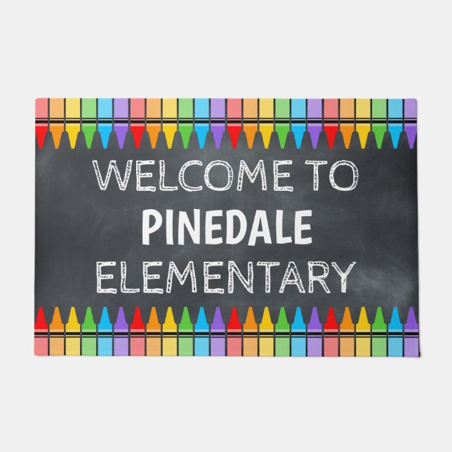 Welkom Crayons School-deur Deurmat (Voorkant)
