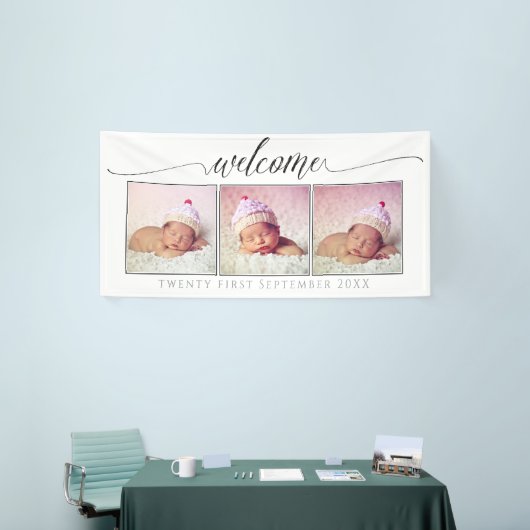 Welkom Custom Made 3 Foto Portret Lijst Wit Spandoek (Beurs)