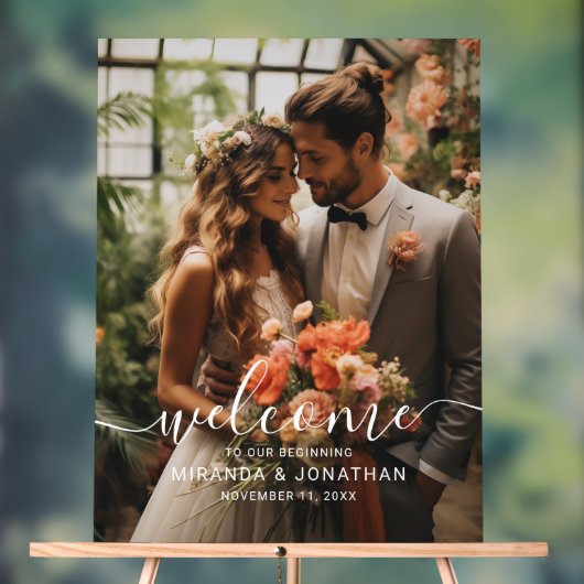 'Welkom' Custom Photo Wedding Acryl Bord (Neutraal)