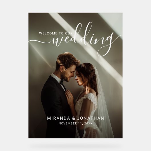 'Welkom' Custom Photo Wedding Foam Board Acryl Bord (Voorkant)