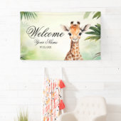 Welkom Cute Giraffe Jungle Baby Shower Feest Spandoek (Insitu)