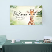 Welkom Cute Giraffe Jungle Baby Shower Feest Spandoek (Beurs)