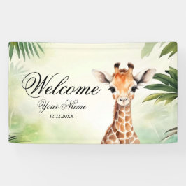 Welkom Cute Giraffe Jungle Baby Shower Feest Spandoek
