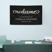 Welkom Cute Hearts Script Bruiloft Spandoek (Beurs)