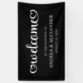 Welkom Cute Hearts Script Bruiloft Spandoek (Verticaal)