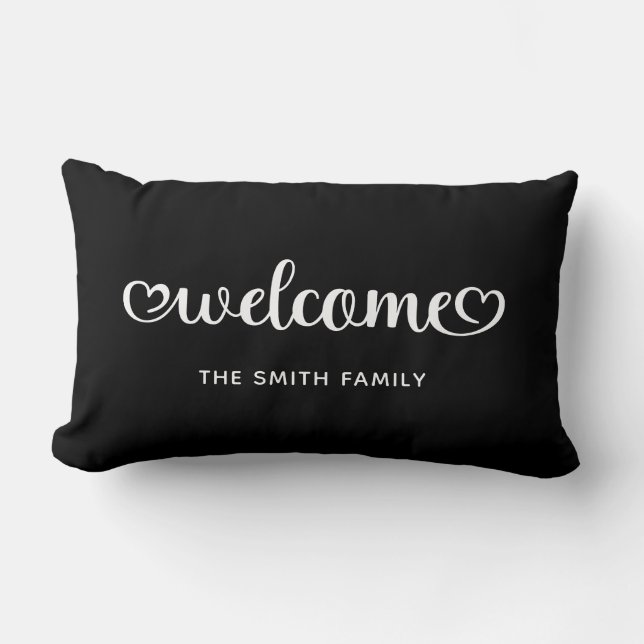 Welkom Cute Hearts Script Kussen (Voorkant)
