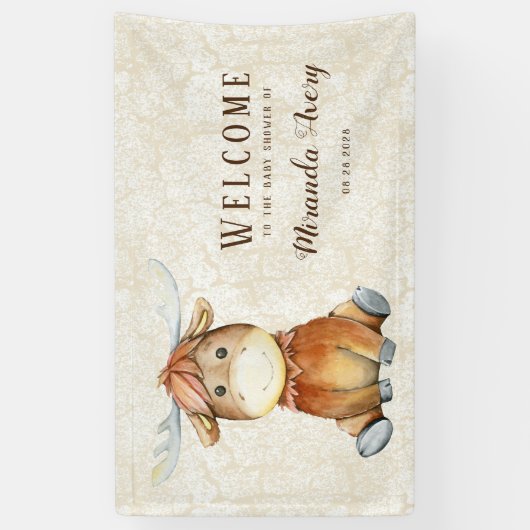 Welkom Cute Moose Animal Print Baby shower Spandoek (Verticaal)