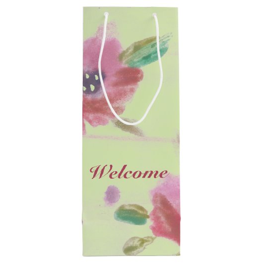 Welkom dames Flowered Event Wijn Cadeautas (Achterkant)