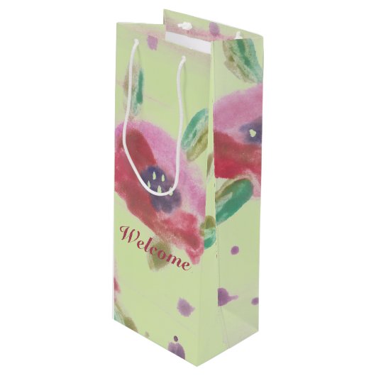 Welkom dames Flowered Event Wijn Cadeautas (Voorkant Gekanteld)