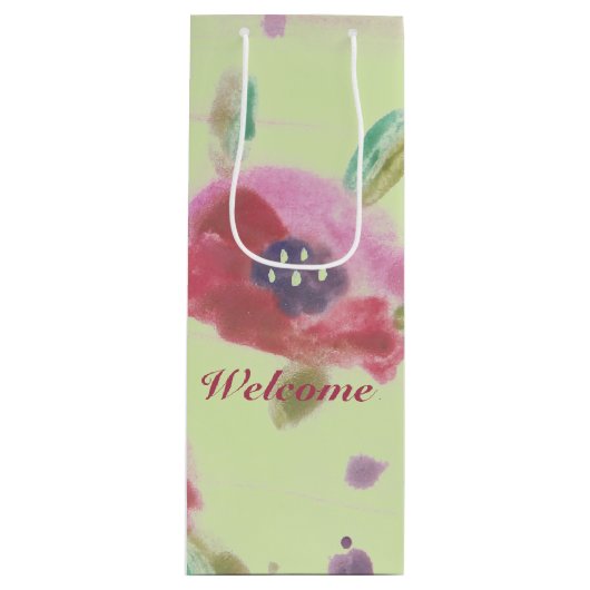 Welkom dames Flowered Event Wijn Cadeautas (Voorkant)