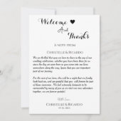 Welkom & dank u huwelijksgast tafel Kaart (Voorkant)