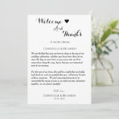 Welkom & dank u huwelijksgast tafel Kaart (Staand voorkant)