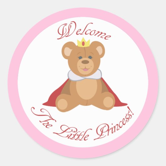 Welkom de kleine prinses ronde sticker (Voorkant)