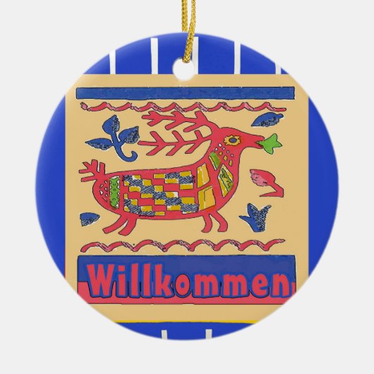 Welkom,  deer, voeg tekst toe, bewerk deze keramisch ornament (Voorkant)