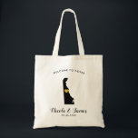 Welkom Delaware Map Wedding Bag Black & Gold Tote Bag<br><div class="desc">Het weekend van de bruiloft heet cadeautas voor gasten uit de stad voor je bruiloft,  met afbeelding van Delaware,  met gouden hart.  Vul tas met je favoriete godies.</div>