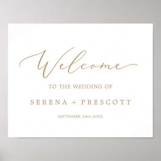 Welkom Delicate Gold Calligraphy Weddenschap Poster (Voorkant)