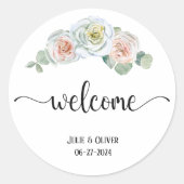 Welkom delicate Waterverf rozen Ronde Sticker (Voorkant)