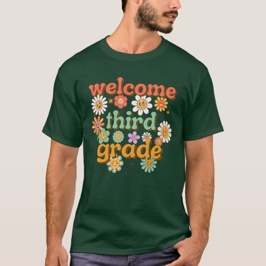 WELKOM DERDE LEERJAAR TERUG NAAR SCHOOL EERSTE DA T-SHIRT (Voorkant)