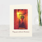 Welkom deur met Snowy-kerstfeestkaart Feestdagen Kaart (Voorkant)