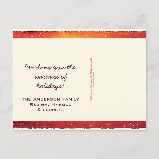 Welkom deur Wreath Snowy Kerstmis Feestdagenkaart (Achterkant)