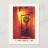 Welkom deur Wreath Snowy Kerstmis Feestdagenkaart (Voorkant)