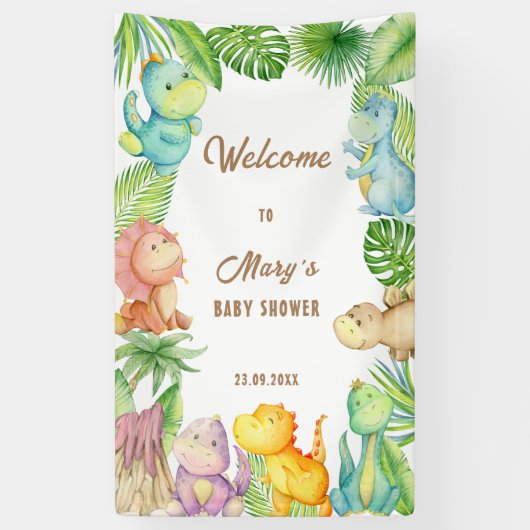 Welkom Dinosaur Baby Spandoek (Verticaal)