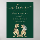 Welkom Dinosaur Theme Wedding Donkergroen Poster (Voorkant)