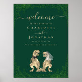 Welkom Dinosaur Theme Wedding Donkergroen Poster (Voorkant)
