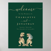 Welkom Dinosaur Theme Wedding Donkergroen Poster (Voorkant)
