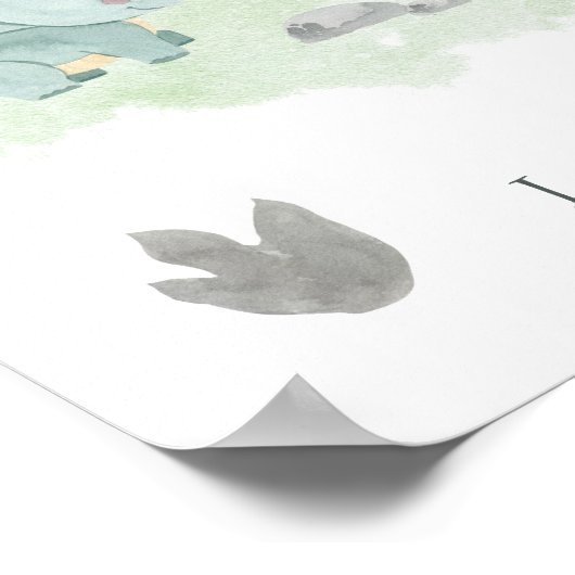 Welkom Dinosaurus 1e Verjaardags Jongen Schattige  Poster (Hoek)