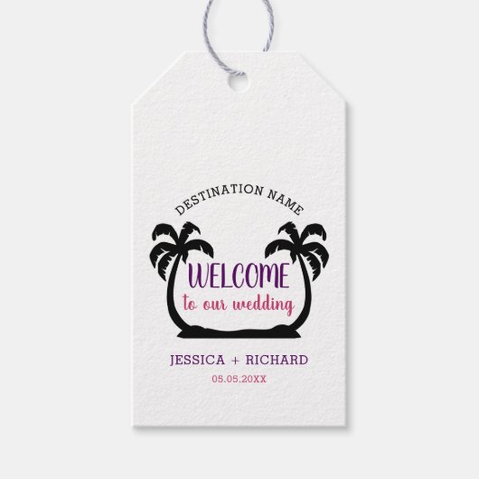 Welkom doelstrand bruiloft cadeaulabel (Voorkant)