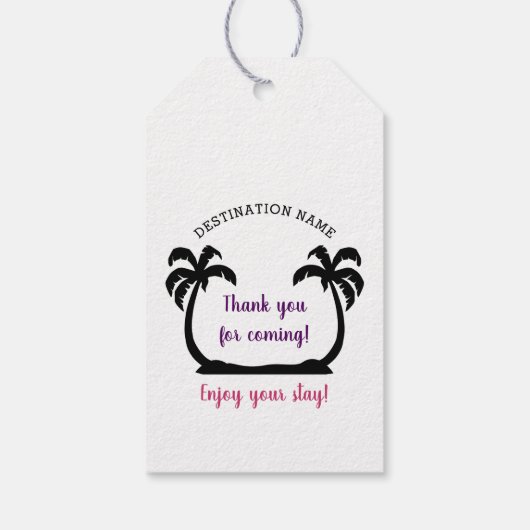 Welkom doelstrand bruiloft cadeaulabel (Achterkant)