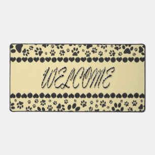 Welkom Dog Paws Black&White Polka Dot op Vanilla Bureaumat