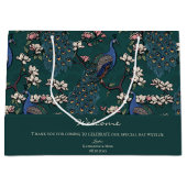 Welkom Donker Blauwgroen Bloemen Pauw Groot Cadeauzakje (Voorkant)