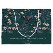 Welkom Donker Blauwgroen Bloemen Pauw Groot Cadeauzakje (Achterkant)