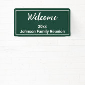 Welkom Donker Groen en Witte Naam Familie Reunion Spandoek (Insitu)