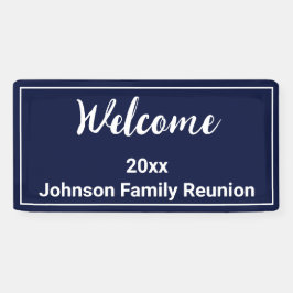Welkom Donkerblauw en Witte Naam Familie Reunion Spandoek