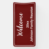 Welkom Donkerrood en Witte Naam Familiereünie Spandoek (Verticaal)