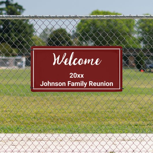 Welkom Donkerrood en Witte Naam Familiereünie Spandoek (Insitu)