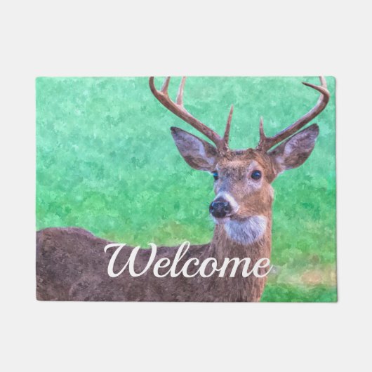 Welkom Doormat 7-punts Buck Painterly Deurmat (Voorkant)