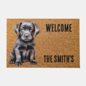 Welkom Doormat - Black Labrador Puppy Deurmat (Voorkant)