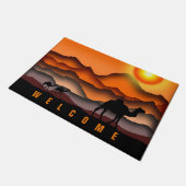 Welkom Doormat met Sunset Desert Camels Deurmat (Schuin)