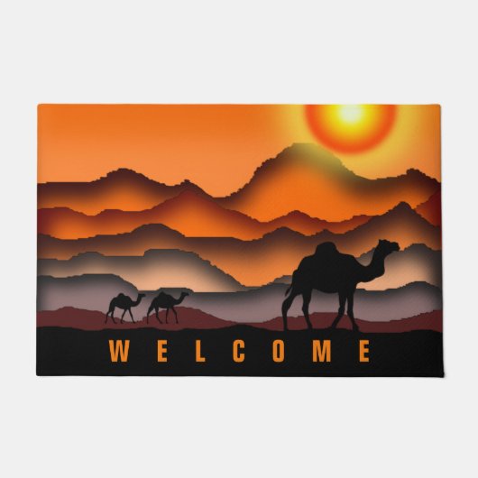 Welkom Doormat met Sunset Desert Camels Deurmat (Voorkant)