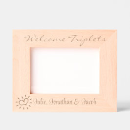 Welkom drieling, met namen, foto, 7x5 ", gegraveerde lijstjes