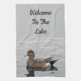 Welkom Duck Foto Wigeon Calm Water Lake House Theedoek