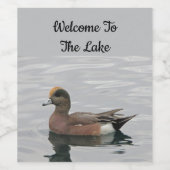 Welkom Duck Foto Wigeon Calm Water Lake House Wijn Etiket (Enkel label)