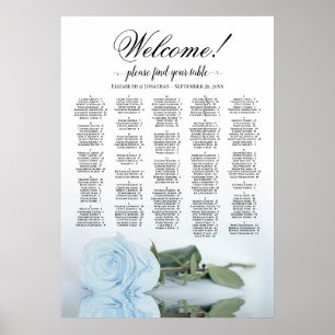 Welkom! Dusty Blue Roos Alfabetic Seating Chart Poster