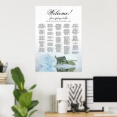 Welkom! Dusty Blue Roos Alfabetic Seating Chart Poster (Thuiskantoor)