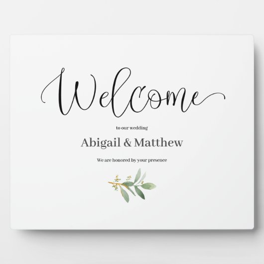 Welkom Easel Wedding Waterverf Greenery Plaque Fotoplaat (Voorkant)